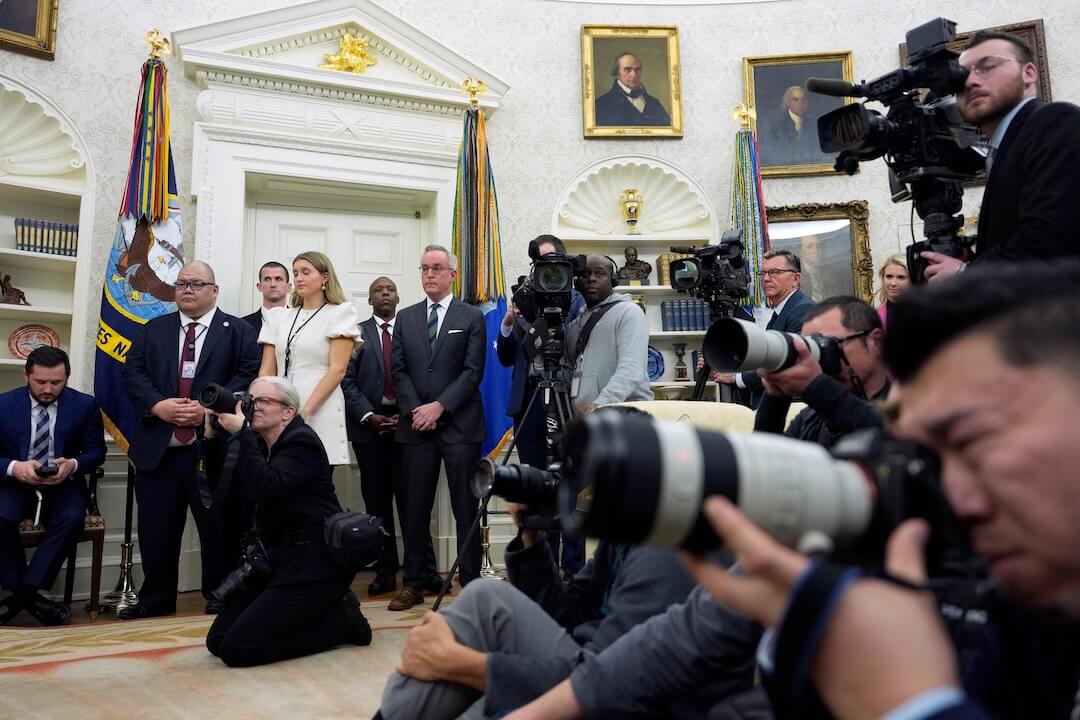 Fotógrafos y camarógrafos durante una comparecencia en la Casa Blanca